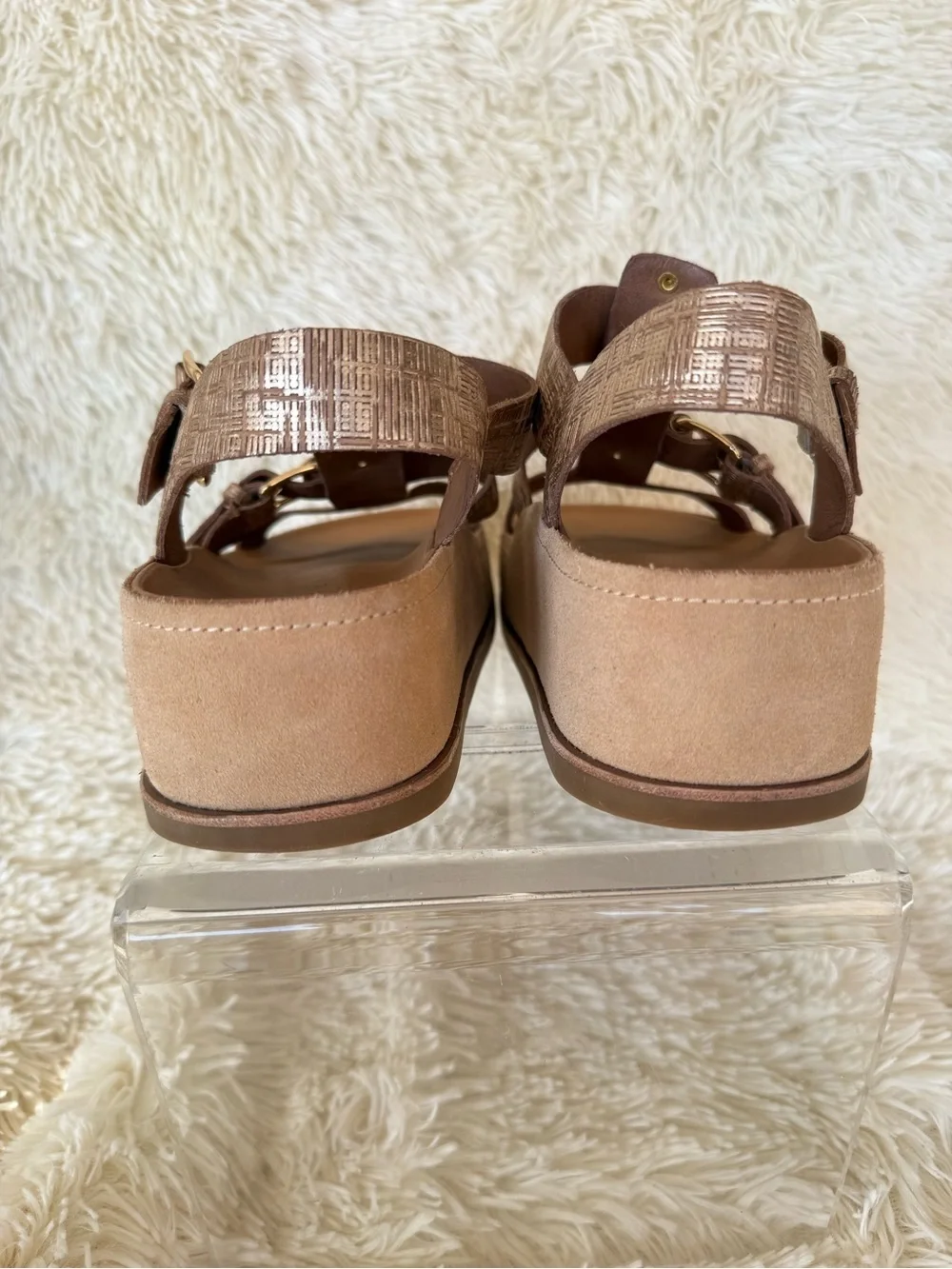 Donald Pliner Jesmin Platform Wedge Sandals Gold Embossed Leather Size7.5
